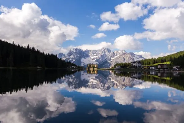 MISURINA, ITALY - JUNE 17: Misurina lake in Veneto province, Ita